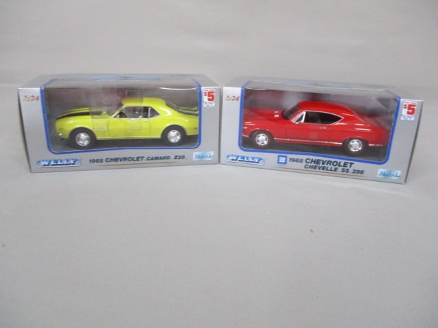 2 Welly Diecast Collectible Cars 1968 Chevrolet Camaro Z28 1:24 Scale: 1968 Chevrolet Chevelle SS 396 1:24 Scale New Old Stock