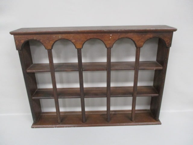 Vintage Wood Curio Wall Display Shelf - 2