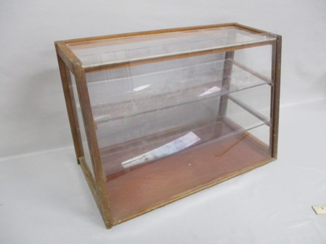 Oak and Glass Display Case w/2 Shelves 24"w x 16"h x 12"d (1 of 6)