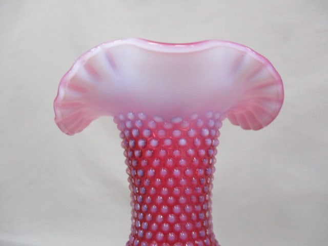 Vintage Fenton Cranberry Opalescent Hobnail Glass Pitcher - 4
