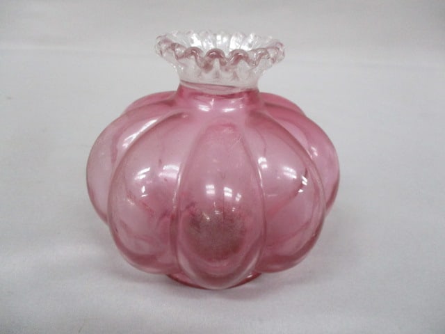 Fenton Cranberry Melon Shaped Perfume Bottle 4": .