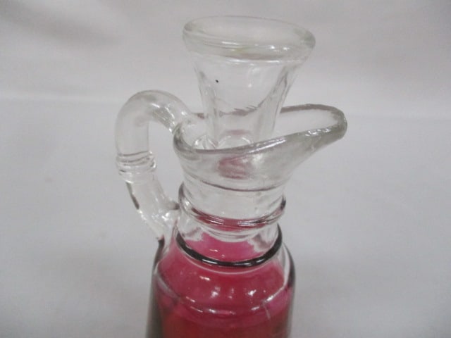 Vintage Anchor Hocking Cranberry Etched Cruet 6.5" - 2