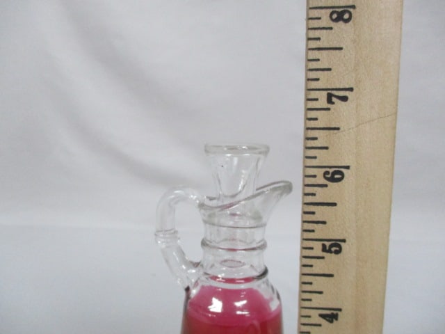 Vintage Anchor Hocking Cranberry Etched Cruet 6.5" - 5