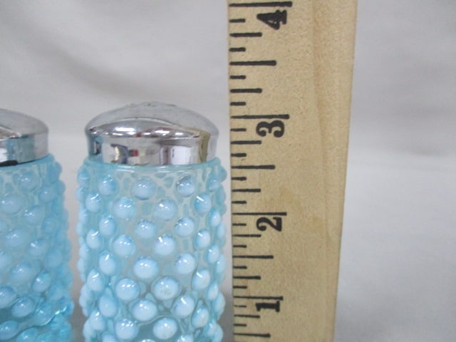 Fenton Blue Opalescent Hobnail Salt & Pepper Shakers 3" - 3