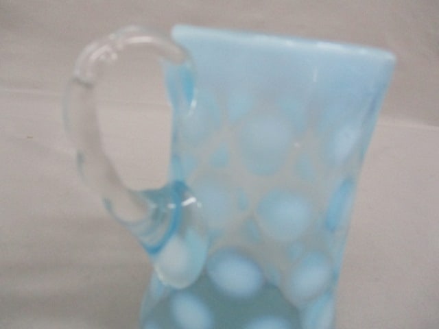Fenton Blue Opalescent Coin Dot Pitcher/Creamer 4" - 3