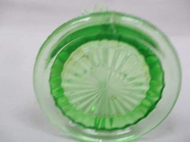 Vintage Northwood Uranium Glass Green Thin Ribbed Swung Glass Vase 10.5" - 4