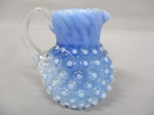 Fenton Blue Opalescent Hobnail Small Pitcher 3.5" (1 of 5)