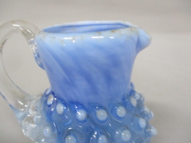 Fenton Blue Opalescent Hobnail Small Pitcher 3.5" - 2