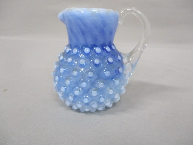 Fenton Blue Opalescent Hobnail Small Pitcher 3.5" - 4