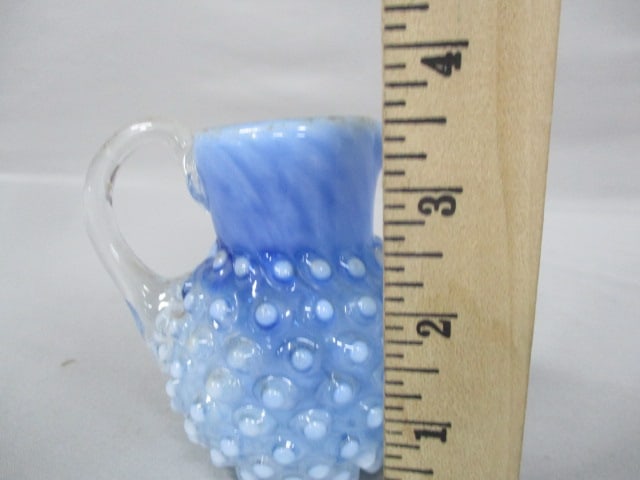 Fenton Blue Opalescent Hobnail Small Pitcher 3.5" - 5
