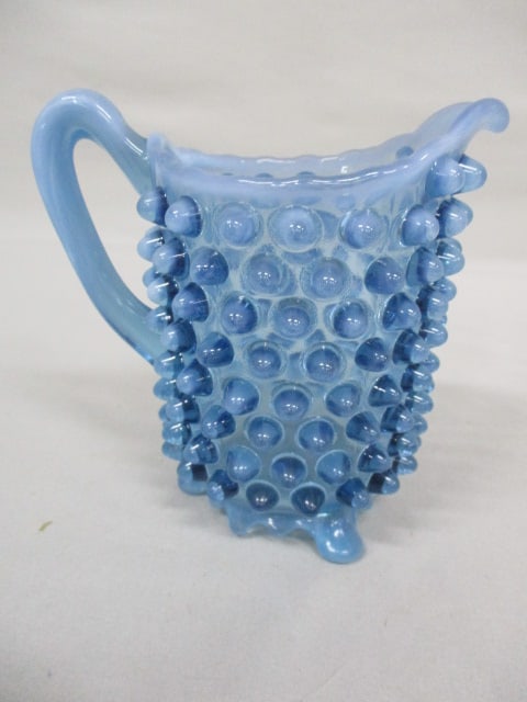 Blue Smoke Hobnail Footed Pitcher 5.5": .