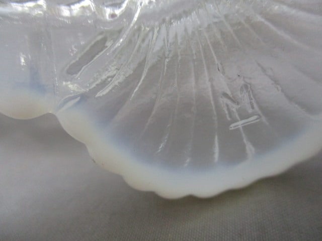 Moser White Opalescent Glass Footed Bowl "Beaded Shell" Pattern - 6
