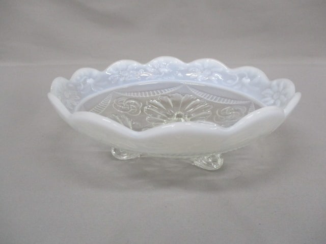Jefferson Glass White Opalescent Footed Bowl (1 of 6)