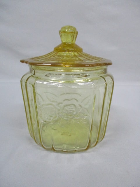 Indiana Glass Madrid Amber Pattern Cookie/Biscuit Jar 7.5": .