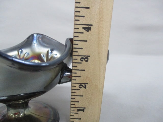 Vintage Dugan Carnival Glass Double Handle Compote Bonbon Dish - 4