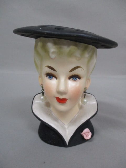 5" Relpo #K-1614 Lady Head Vase: Has Small Chip on Bottom Edge - See All Pictures