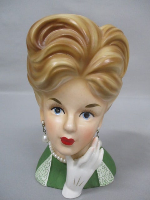 7" Relpo #1633 Lady Head Vase: .