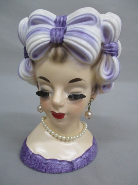 6" Relpo #K1660 Lady Head Vase: .