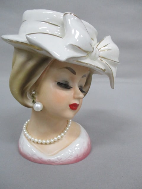 6" Enesco Lady Head Vase: .