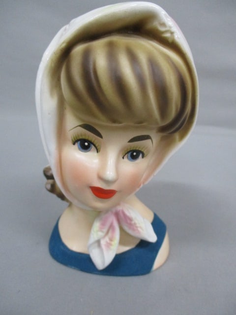 6" Relpo #K-1615 Lady Head Vase: .