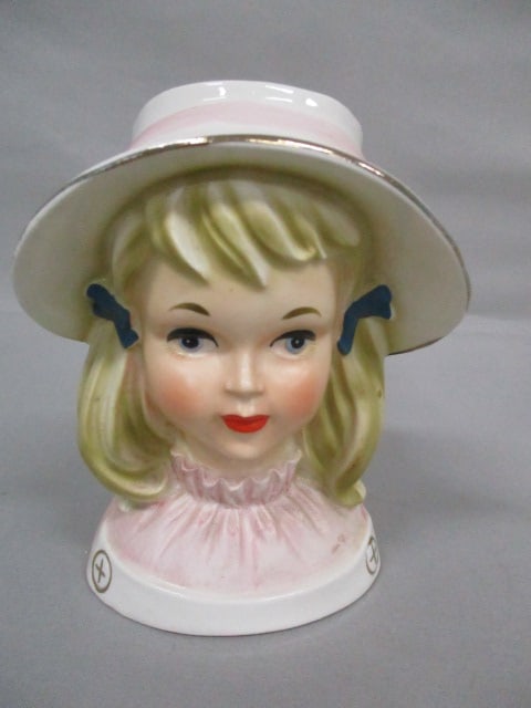 6" Nippon Yoko Boeki Young Girl Head Vase: .
