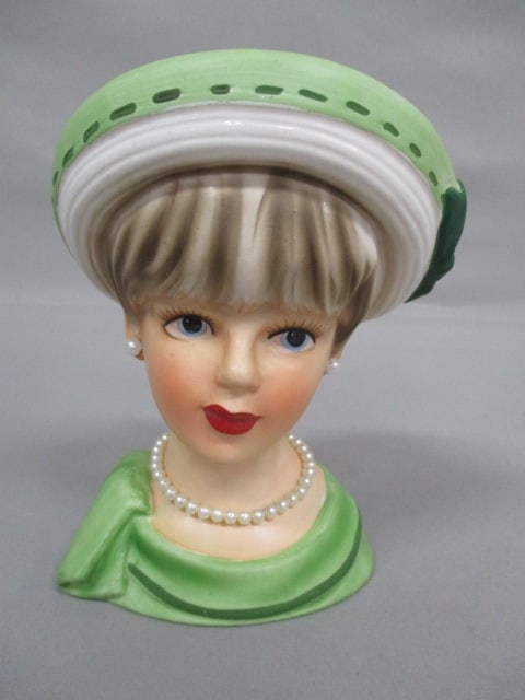 6" Relpo #K1664 Lady Head Vase: .