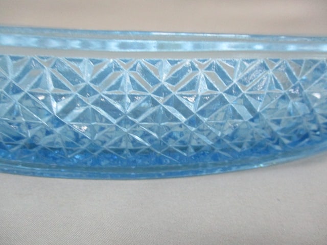 Vintage Aqua Blue Glass Boat Shaped Serving Dish 11" - 3
