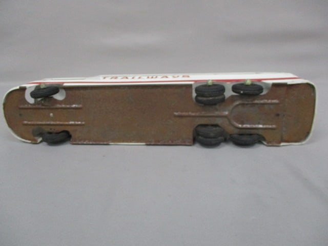 Vintage Trailways Plastic Bus w/Steel Bottom 17" - 5