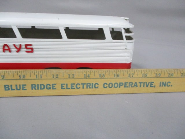 Vintage Trailways Plastic Bus w/Steel Bottom 17" - 6