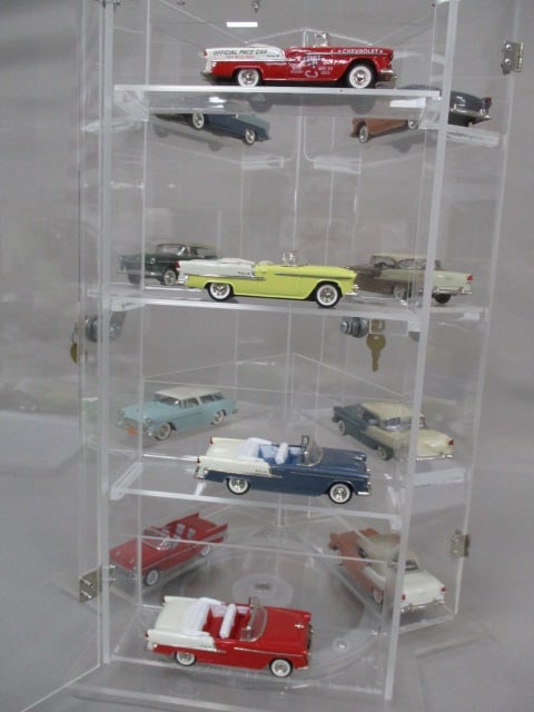 Acrylic Rotating Display Case w/Keys and Diecast Cars 1:43 Scale - 2
