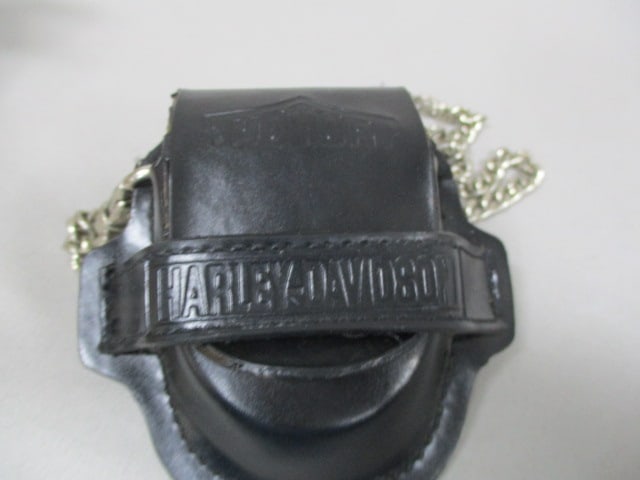 Franklin Mint Harley Davidson Pocket Watch w/Black Leather Pouch - 5