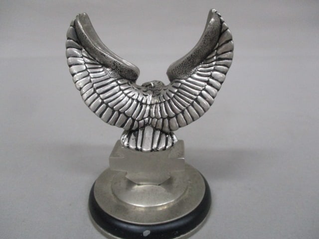 1998 Franklin Mint Harley Davidson Pewter Eagle Pocket Watch Stand 3.5" - 3