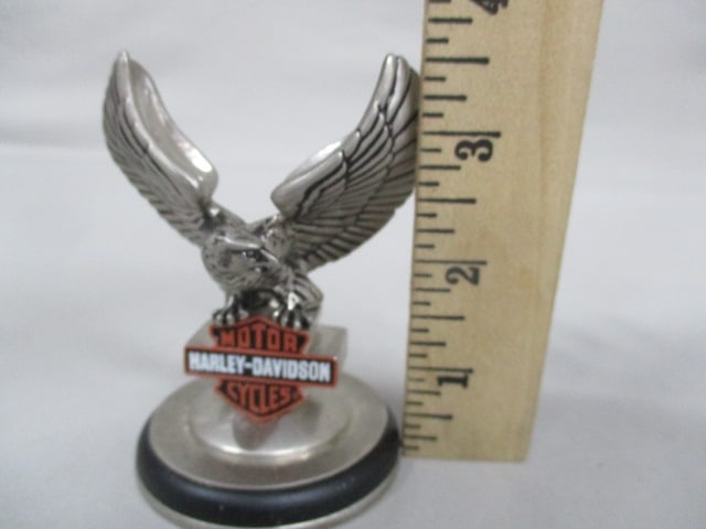 1998 Franklin Mint Harley Davidson Pewter Eagle Pocket Watch Stand 3.5" - 5