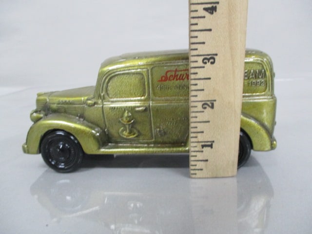 Vintage 1937 Schwans Ice Cream Cast Metal Truck Bank - 8