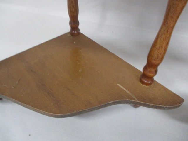 2 Vintage Wall Mount Wooden Corner Shelves 17" - 5
