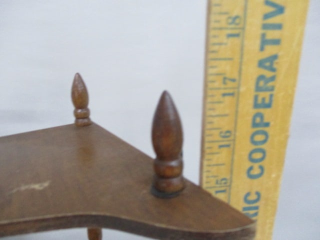 2 Vintage Wall Mount Wooden Corner Shelves 17" - 6