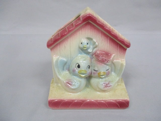 Shawnee #830 "Blue Birds" Bird House Wall Pocket/Planter: 5" x 6"