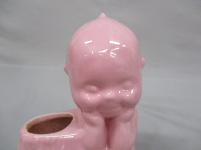 Pink Ceramic Kewpie Doll Planter 4" x 5.5" - 2