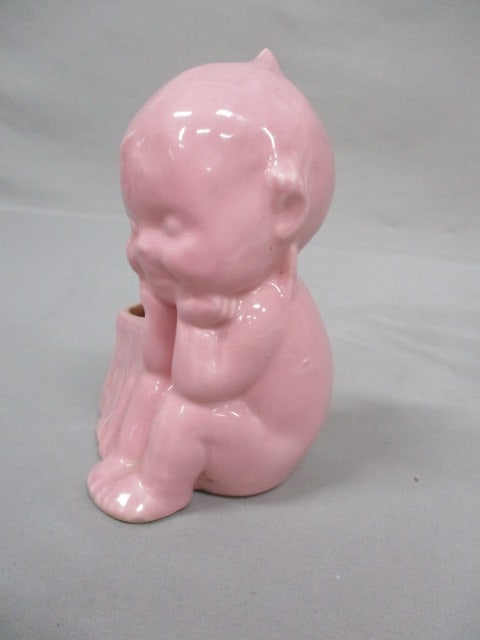 Pink Ceramic Kewpie Doll Planter 4" x 5.5" - 4