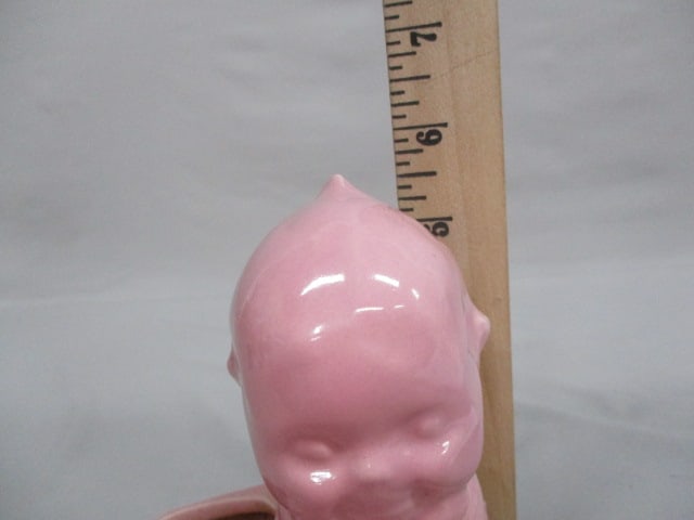 Pink Ceramic Kewpie Doll Planter 4" x 5.5" - 5