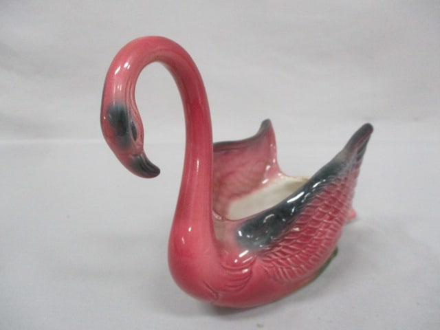 Vintage Ceramic Flamingo Planter 10" x 7" - 2