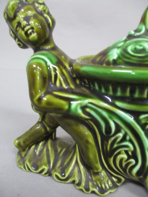 Vintage Boy Pushing Cart Candy Dish 7.5" x 5.5" - 3