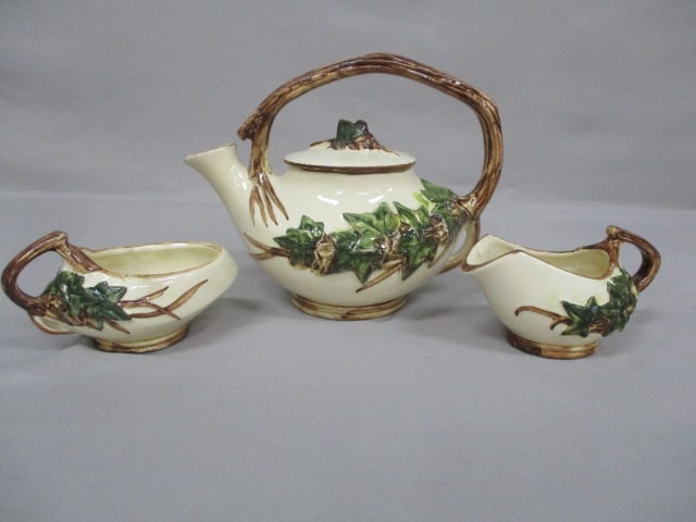 1940's/50's McCoy Tea Set "Ivy Pattern": Creamer Is Cracked - See All Pictures