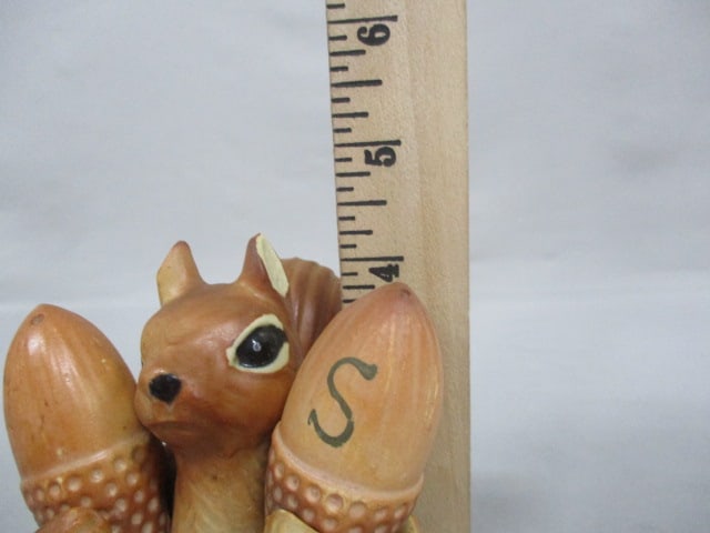 Vintage Squirrel Holding Acorn Salt & Pepper Shakers 4" - 3