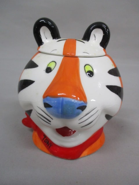 2002 Kellogg's "Tony The Tiger" Ceramic Sugar Bowl w/Lid 4": .
