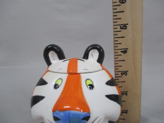 2002 Kellogg's "Tony The Tiger" Ceramic Sugar Bowl w/Lid 4" - 6