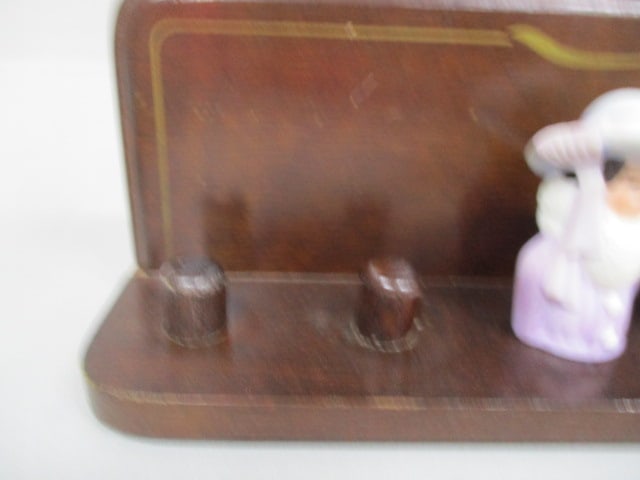8 Vintage Avon Lady Thimbles on Wooden Shelf - 5