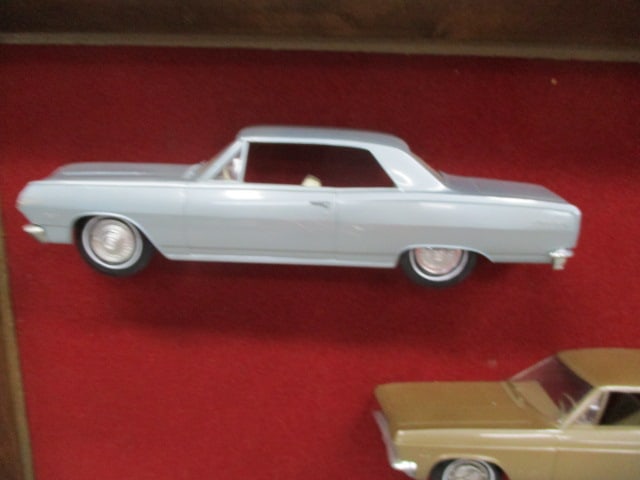 Vintage Dealer Promotional 1/2 Car Promos in Wooden Shadow Box - 2