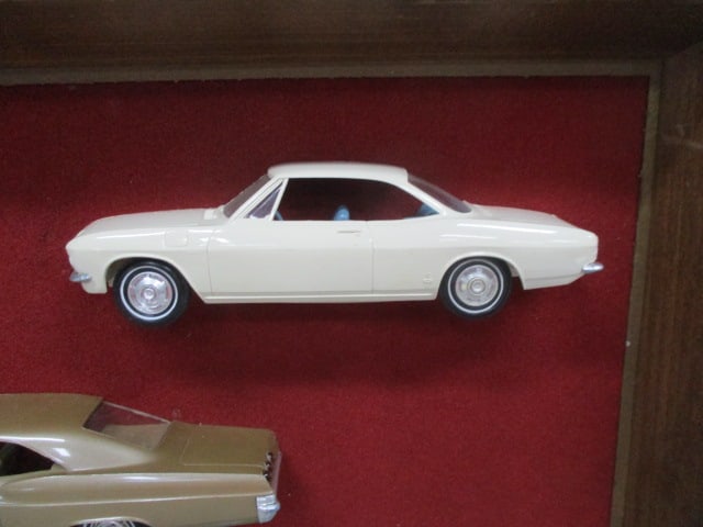 Vintage Dealer Promotional 1/2 Car Promos in Wooden Shadow Box - 3