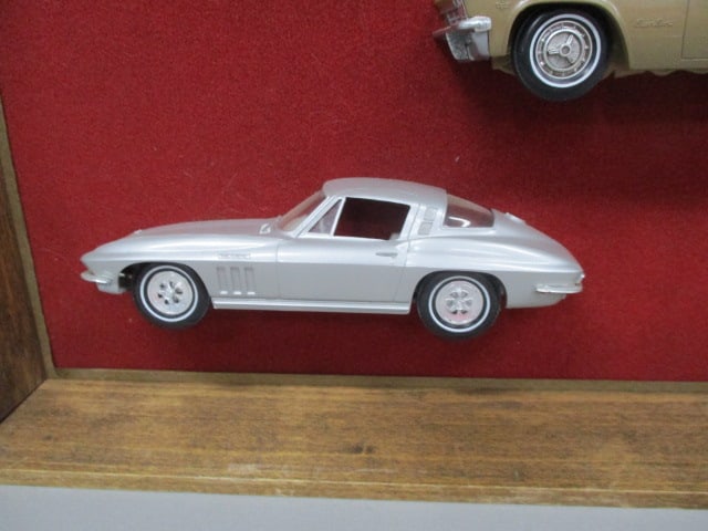 Vintage Dealer Promotional 1/2 Car Promos in Wooden Shadow Box - 5